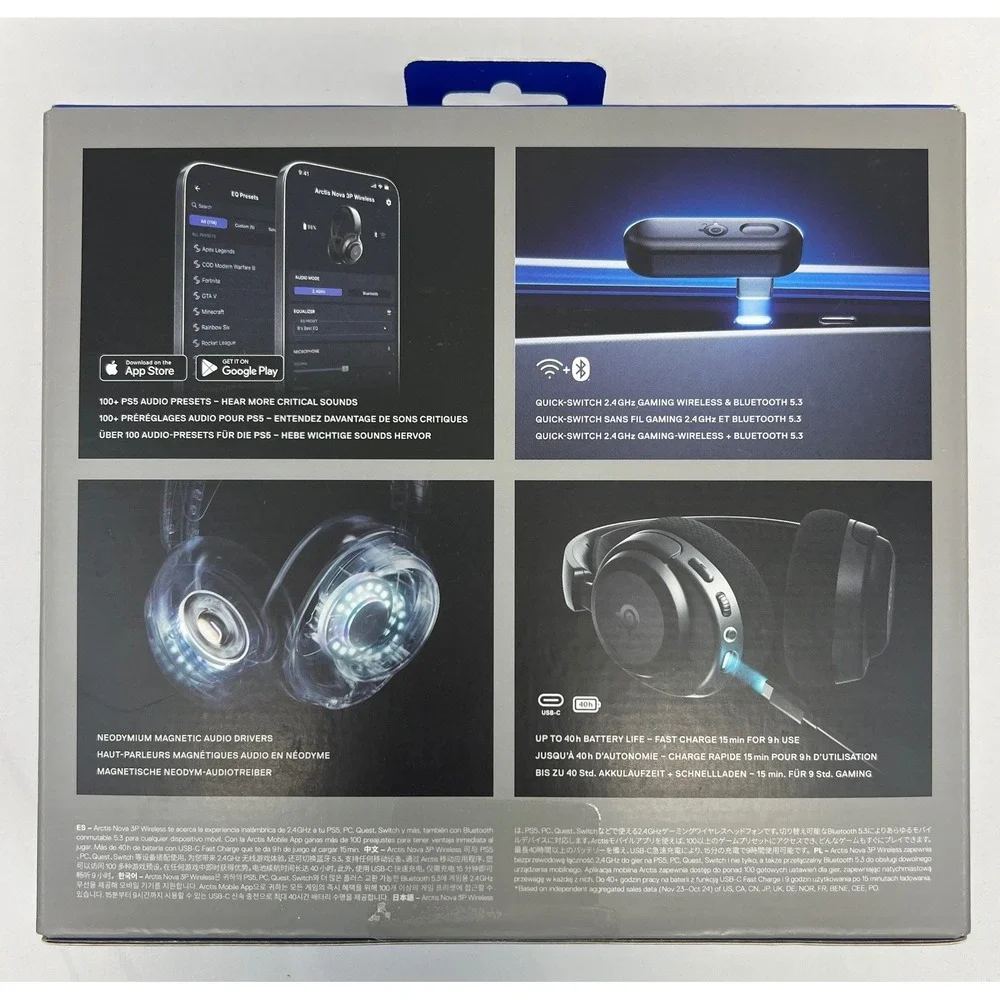 SteelSeries Arctis Nova 3P Wireless Gaming Headset PS5 PC Switch Black NEW